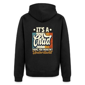 Name Chad Gift Birthday Quote - Unisex Premium Organic Zip Hoodie - black - Back - Nico (187cm)
