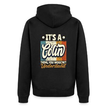 Name Colin Geschenk Geburtstag Spruch - Unisex Premium Bio Zip Hoodie - Schwarz - Hinten - Nico (187cm)
