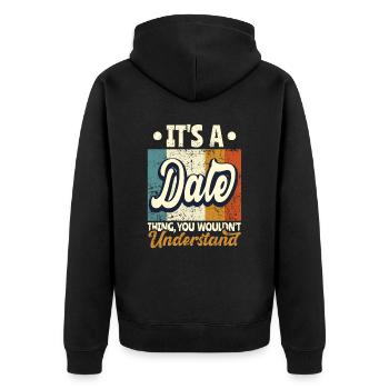 Nom Dale Cadeau Citation d’anniversaire - Veste à capuche bio Premium Unisexe - noir - Dos - Nico (187cm)
