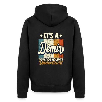 Name Demir Gift Birthday Saying - Unisex Premium Organic Zip Hoodie - black - Back - Nico (187cm)