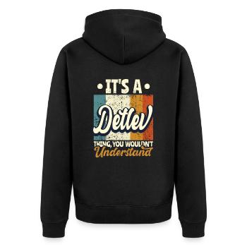 Name Detlev Gift Birthday Saying - Unisex Premium Organic Zip Hoodie - black - Back - Nico (187cm)
