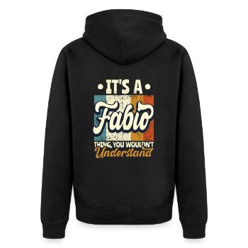 Name Fabio Gift Birthday Saying - Unisex Premium Organic Zip Hoodie - black - Back - Nico (187cm)