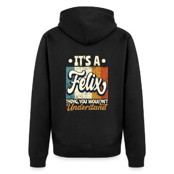 Name Felix Geschenk Geburtstag Spruch - Unisex Premium Bio Zip Hoodie - Schwarz - Hinten - Nico (187cm)