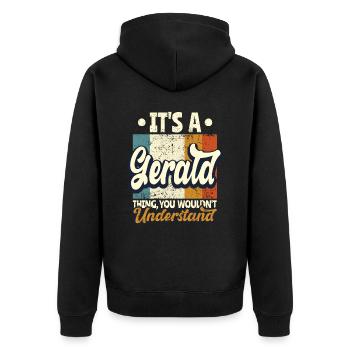 Name Gerald Gift Birthday Saying - Unisex Premium Organic Zip Hoodie - black - Back - Nico (187cm)