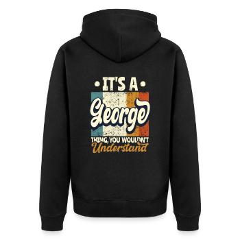 Name George Gift Birthday Quote - Unisex Premium Organic Zip Hoodie - black - Back - Nico (187cm)