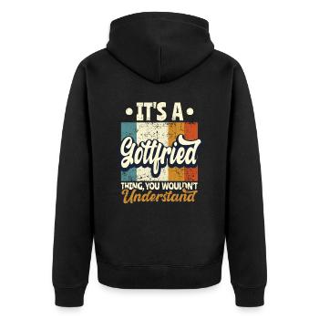Name Gottfried Gift Birthday Saying - Unisex Premium Organic Zip Hoodie - black - Back - Nico (187cm)