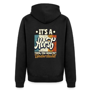 Name Horst Gift Birthday Saying - Unisex Premium Organic Zip Hoodie - black - Back - Nico (187cm)