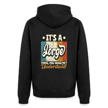Name Jorge Geschenk Geburtstag Spruch - Unisex Premium Bio Zip Hoodie - Schwarz - Hinten - Nico (187cm)