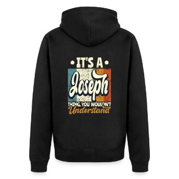 Name Joseph Geschenk Geburtstag Spruch - Unisex Premium Bio Zip Hoodie - Schwarz - Hinten - Nico (187cm)