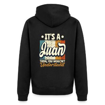 Name Juan Gift Birthday Quote - Unisex Premium Organic Zip Hoodie - black - Back - Nico (187cm)