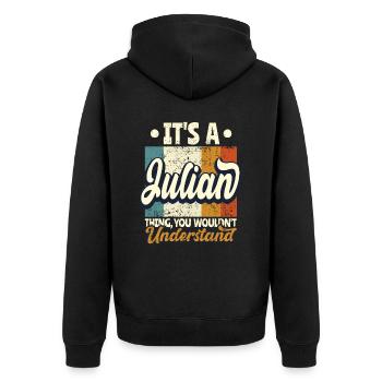 Name Julian Geschenk Geburtstag Spruch - Unisex Premium Bio Zip Hoodie - Schwarz - Hinten - Nico (187cm)
