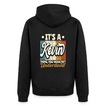 Name Kevin Gift Birthday Quote - Unisex Premium Organic Zip Hoodie - black - Back - Nico (187cm)