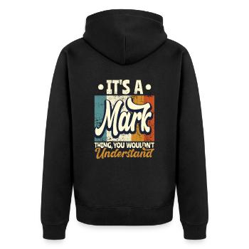 Name Mark Gift Birthday Quote - Unisex Premium Organic Zip Hoodie - black - Back - Nico (187cm)