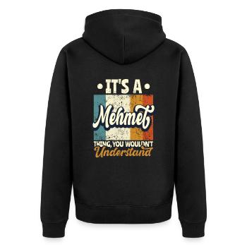 Nom Mehmet Cadeau Anniversaire Dire - Veste à capuche bio Premium Unisexe - noir - Dos - Nico (187cm)