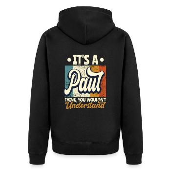 Name Paul Geschenk Geburtstag Spruch - Unisex Premium Bio Zip Hoodie - Schwarz - Hinten - Nico (187cm)