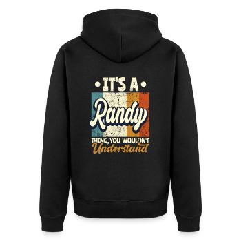 Name Randy Gift Birthday Quote - Unisex Premium Organic Zip Hoodie - black - Back - Nico (187cm)