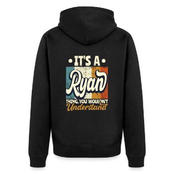 Name Ryan Geschenk Geburtstag Spruch - Unisex Premium Bio Zip Hoodie - Schwarz - Hinten - Nico (187cm)