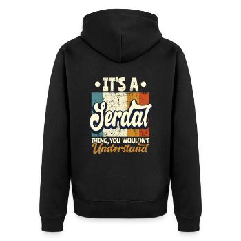 Nom Serdal Cadeau Anniversaire Dire - Veste à capuche bio Premium Unisexe - noir - Dos - Nico (187cm)