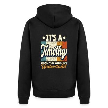 Nom Timothy Gift Birthday Dire - Veste à capuche bio Premium Unisexe - noir - Dos - Nico (187cm)