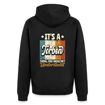 Name Torben Gift Birthday Saying - Unisex Premium Organic Zip Hoodie - black - Back - Nico (187cm)