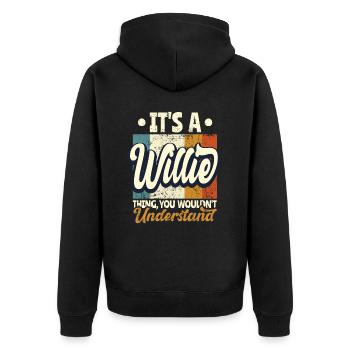 Name Willie Geschenk Geburtstag Spruch - Unisex Premium Bio Zip Hoodie - Schwarz - Hinten - Nico (187cm)
