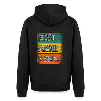 Arne Name Gift Quote Funny - Unisex Premium Organic Zip Hoodie - black - Back - Nico (187cm)
