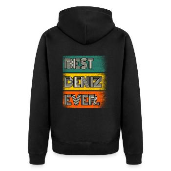 Deni Name Gift Saying Funny - Unisex Premium Organic Zip Hoodie - black - Back - Nico (187cm)