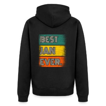 Jan Name Geschenk Spruch Lustig - Unisex Premium Bio Zip Hoodie - Schwarz - Hinten - Nico (187cm)