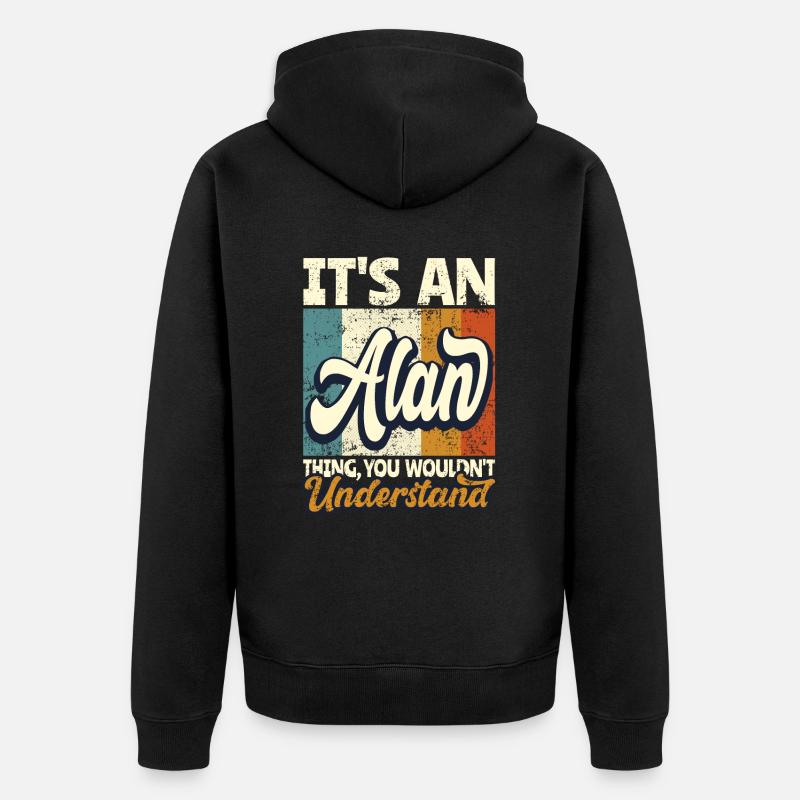 Name Alan Gift First Name Personalized - Unisex Premium Organic Zip Hoodie - black