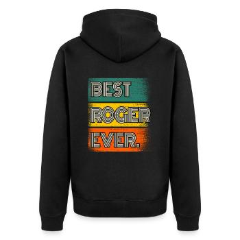 Roger Name Gift Quote Funny - Unisex Premium Organic Zip Hoodie - black - Back - Nico (187cm)