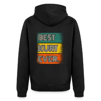 Kurt Name Geschenk Spruch Lustig - Unisex Premium Bio Zip Hoodie - Schwarz - Hinten - Nico (187cm)