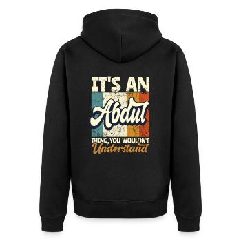 Name Abdul Gift First Name Personalized - Unisex Premium Organic Zip Hoodie - black - Back - Nico (187cm)