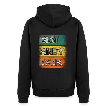 Andy Name Geschenk Spruch Lustig - Unisex Premium Bio Zip Hoodie - Schwarz - Hinten - Nico (187cm)
