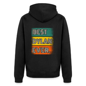 Dylan Name Geschenk Spruch Lustig - Unisex Premium Bio Zip Hoodie - Schwarz - Hinten - Nico (187cm)