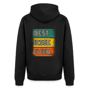 Jesse Name Geschenk Spruch Lustig - Unisex Premium Bio Zip Hoodie - Schwarz - Hinten - Nico (187cm)
