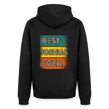 Joshua Name Gift Quote Funny - Unisex Premium Organic Zip Hoodie - black - Back - Nico (187cm)