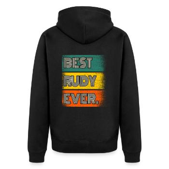 Rudy Name Gift Quote Funny - Unisex Premium Organic Zip Hoodie - black - Back - Nico (187cm)