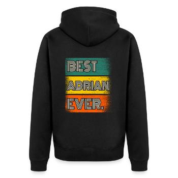 Adrian Name Gift Saying Funny - Unisex Premium Organic Zip Hoodie - black - Back - Nico (187cm)