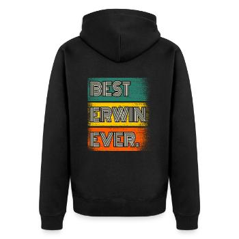 Erwin Name Geschenk Spruch Lustig - Unisex Premium Bio Zip Hoodie - Schwarz - Hinten - Nico (187cm)