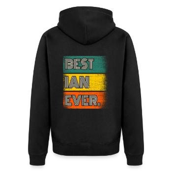 Ian Name Geschenk Spruch Lustig - Unisex Premium Bio Zip Hoodie - Schwarz - Hinten - Nico (187cm)