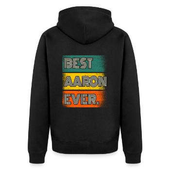 Aaaron Name Geschenk Spruch Lustig - Unisex Premium Bio Zip Hoodie - Schwarz - Hinten - Nico (187cm)