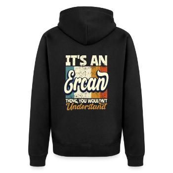 Name Ercan Gift First Name Personalized - Unisex Premium Organic Zip Hoodie - black - Back - Nico (187cm)