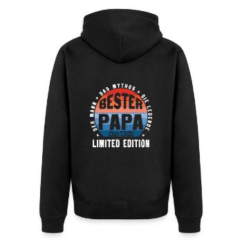Bester Papa der Welt. Mann, Mythos, Legende. - Unisex Premium Bio Zip Hoodie - Schwarz - Hinten - Nico (187cm)