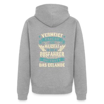 Busfahrer Geschenk Lustige Sprüche - Unisex Premium Bio Zip Hoodie - Grau meliert - Hinten - Nico (187cm)