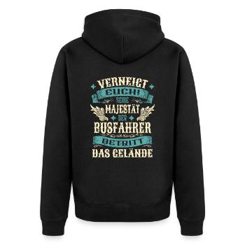 Busfahrer Geschenk Lustige Sprüche - Unisex Premium Bio Zip Hoodie - Schwarz - Hinten - Nico (187cm)