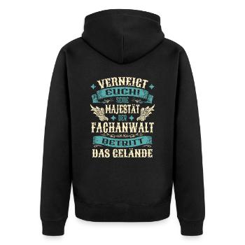 Fachanwalt Geschenk Lustige Sprüche - Unisex Premium Bio Zip Hoodie - Schwarz - Hinten - Nico (187cm)
