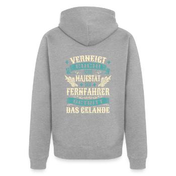 Fernfahrer Geschenk Lustige Sprüche - Unisex Premium Bio Zip Hoodie - Grau meliert - Hinten - Nico (187cm)