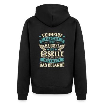 Geselle Geschenk Lustige Sprüche - Unisex Premium Bio Zip Hoodie - Schwarz - Hinten - Nico (187cm)