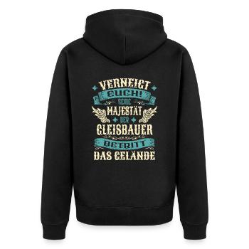 Gleisbauer Geschenk Lustige Sprüche - Unisex Premium Bio Zip Hoodie - Schwarz - Hinten - Nico (187cm)