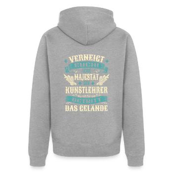 Kunstlehrer Geschenk Lustige Sprüche - Unisex Premium Bio Zip Hoodie - Grau meliert - Hinten - Nico (187cm)